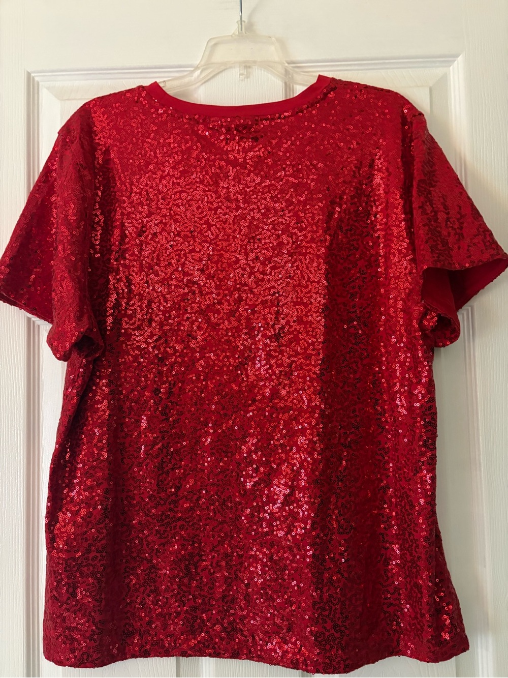 Dkny Red Sequin Short Sleeve Crew Tee - NWOT - Picture 5 of 10